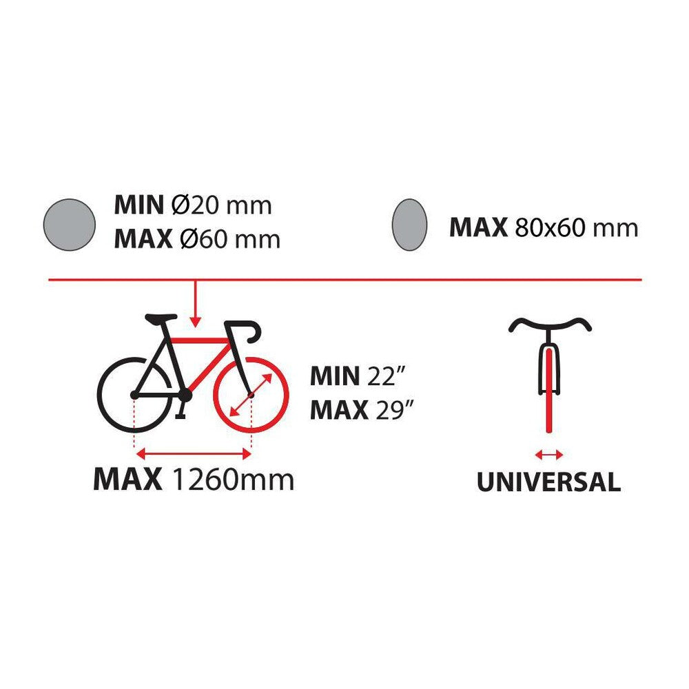 Porte-vélos de toit Bike One universel avec serrure – pour barres jusqu’à 47×90 mm